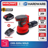 WORCRAFT CRSS20LI Cordless Rotary Sander 20V 125mm | 12,000 OPM | Set with 2.0Ah Battery + Charger