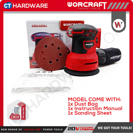WORCRAFT CRSS20LI Cordless Rotary Sander 20V 125mm | 12,000 OPM | Set with 2.0Ah Battery + Charger