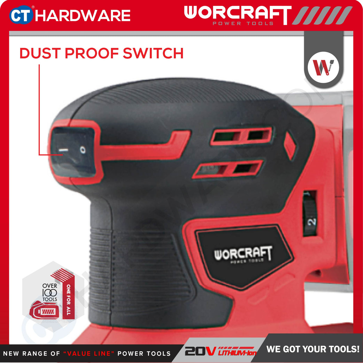 WORCRAFT CRSS20LI Cordless Rotary Sander 20V 125mm | 12,000 OPM | Set with 2.0Ah Battery + Charger