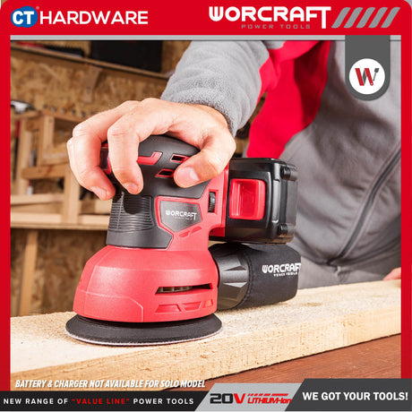 WORCRAFT CRSS20LI Cordless Rotary Sander 20V 125mm | 12,000 OPM | Set with 2.0Ah Battery + Charger