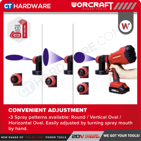 WORCRAFT CSG-S20LiA CORDLESS PAINT SPRAYER GUN 20V | 1.8MM | 350L/MIN | 800ML [ CSGS20LiA ] [ ONE FOR ALL ]