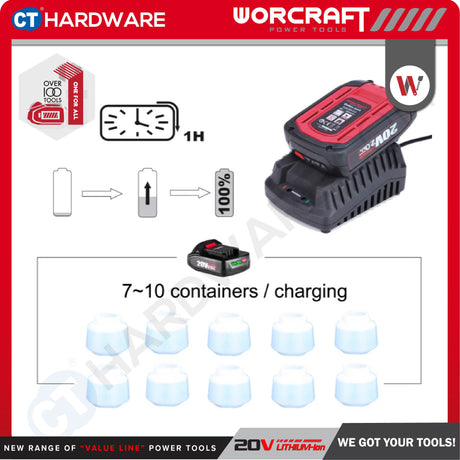 WORCRAFT CSG-S20LiA CORDLESS PAINT SPRAYER GUN 20V | 1.8MM | 350L/MIN | 800ML [ CSGS20LiA ] [ ONE FOR ALL ]