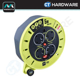 MASTERPLUG CSU050134SLPX SMALL CASSETTE  REEL WITH 5M WIRE,4 SOCKET 13AMP