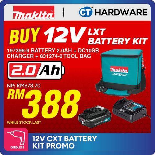 Makita CXT 12Vmax 2.0Ah Battery and Charger Kit With Tool Bag