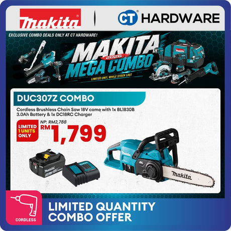 MAKITA DUC307Z CORDLESS CHAIN SAW 18V | 12" | 610W WITHOUT BATTERY & CHARGER - [MAKITA MEGA COMBO]
