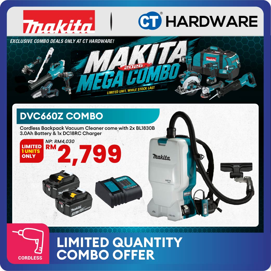 Makita DVC660Z Cordless Brushless Backpack Vacuum Cleaner 18Vx2 - [MAKITA MEGA COMBO]