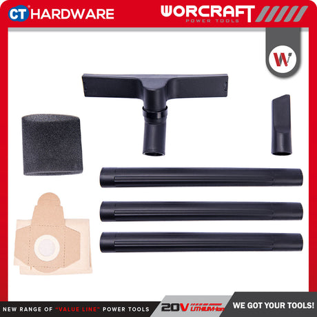 WORCRAFT CVCS-S20LI20 Cordless Wet & Dry Vacuum Cleaner 20V 20L [Set Pack With 4.0Ah Battery] [ONE FOR ALL]