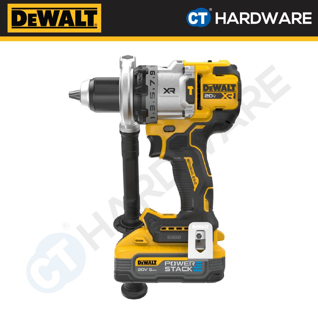 DEWALT DCD1007H1T-B1 CORDLESS HAMMER DRILL 20V 1/2" 13MM 169NM COME WITH 1x DCBP520 POWERSTACK BATTERY  &  1x CHARGER