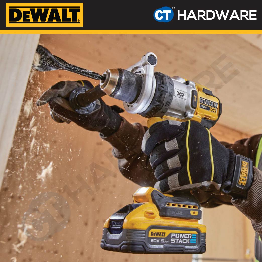 DEWALT DCD1007H1T-B1 CORDLESS HAMMER DRILL 20V 1/2" 13MM 169NM COME WITH 1x DCBP520 POWERSTACK BATTERY  &  1x CHARGER