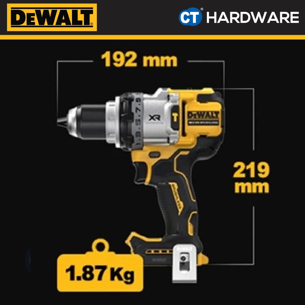 DEWALT DCD1007H1T-B1 CORDLESS HAMMER DRILL 20V 1/2" 13MM 169NM COME WITH 1x DCBP520 POWERSTACK BATTERY  &  1x CHARGER