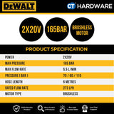 Dewalt DCMPW1600N Cordless Brushless Pressure Washer 20Vx2