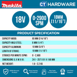 MAKITA DJV186Z CORDLESS JIGSAW 11/16" 18MM 0-2900SPM WITHOUT BATTERY AND CHARGER