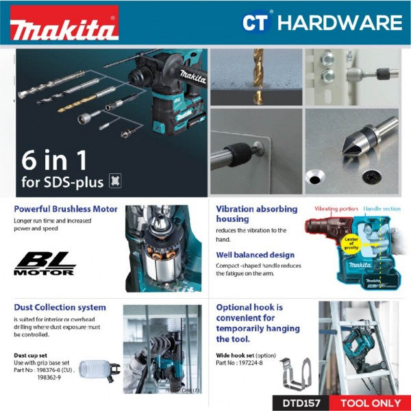 Makita DLX2414JX2 Cordless Combo Kit 18V DTD157 Impact Driver + DHP487 Hammer Driver Drill + 2x 2.0Ah Battery + Tool box - [ MAKITA MEGA COMBO ]