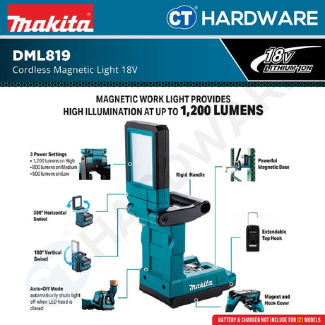 Makita DML819 Cordless Magnetic Light 18V | L.E.D Without Battery and Charger