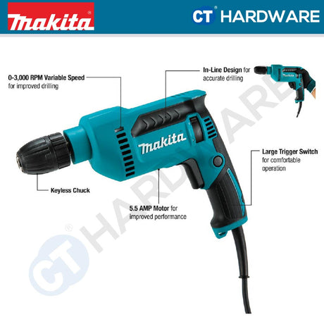 Makita DP4021 Drill 13mm 1/2" 630W With Keyless Chuck
