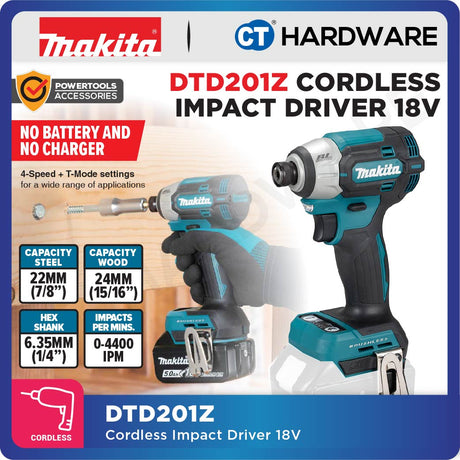 Makita DTD201RTJ | DTD201Z 18V Cordless Impact Driver
