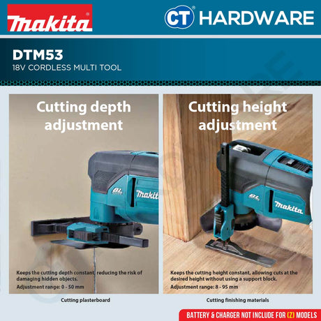 Makita DTM53Z | DTM53RTJX1 18V Max Starlock Cordless Multi Tool Powerful Oscillating Cutter Mesin Potong Multi [ DTM53 ]