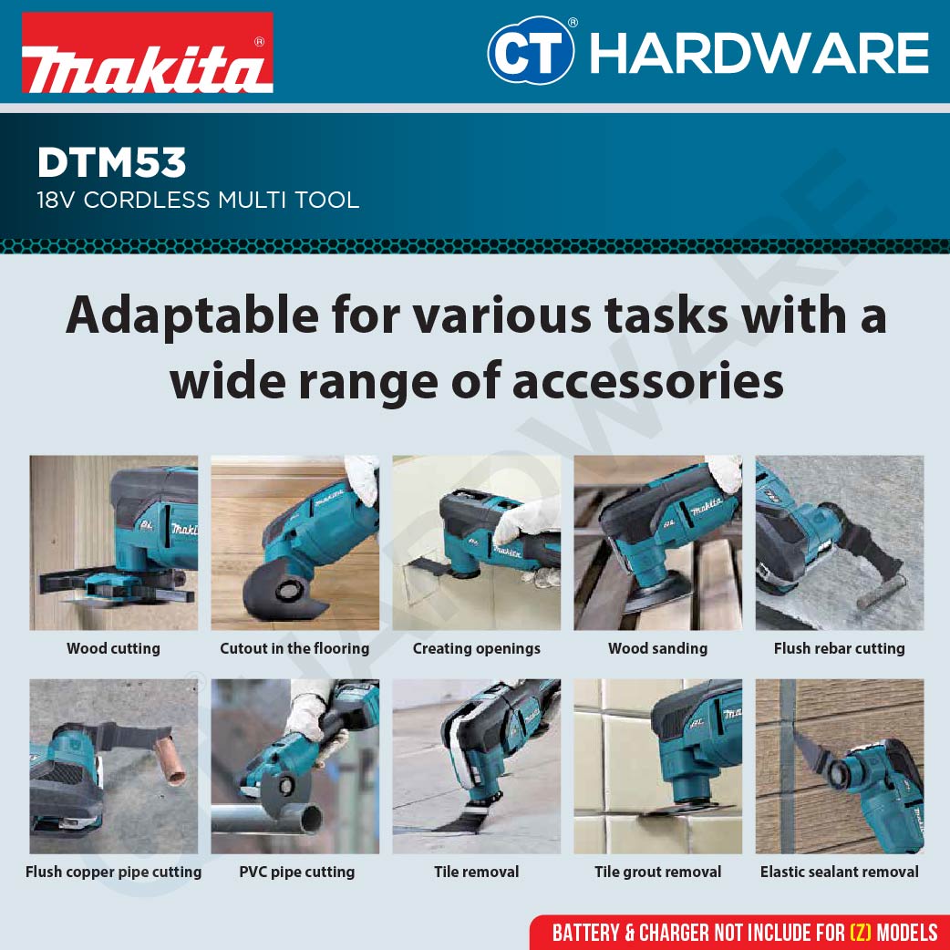 Makita DTM53Z | DTM53RTJX1 18V Max Starlock Cordless Multi Tool Powerful Oscillating Cutter Mesin Potong Multi [ DTM53 ]