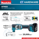 Makita DTM53Z | DTM53RTJX1 18V Max Starlock Cordless Multi Tool Powerful Oscillating Cutter Mesin Potong Multi [ DTM53 ]