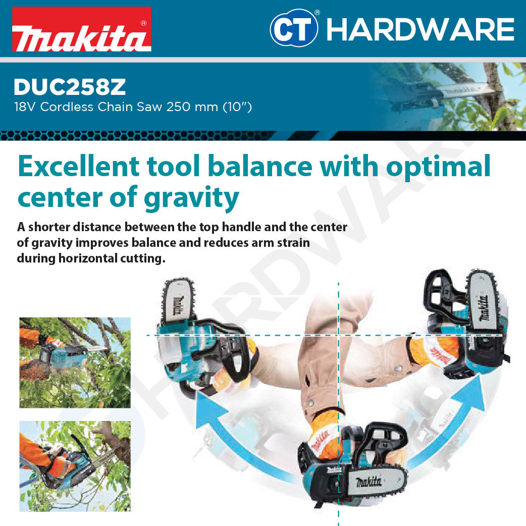 Makita DUC258Z 18V Cordless Chain Saw 250 mm (10") Without Battery and Charger