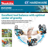 Makita DUC258Z 18V Cordless Chain Saw 250 mm (10") Without Battery and Charger