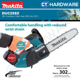 Makita DUC258Z 18V Cordless Chain Saw 250 mm (10") Without Battery and Charger