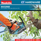 Makita DUC258Z 18V Cordless Chain Saw 250 mm (10") Without Battery and Charger