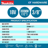 MAKITA DUC307Z CORDLESS CHAIN SAW 18V | 12" | 610W WITHOUT BATTERY & CHARGER - [MAKITA MEGA COMBO]