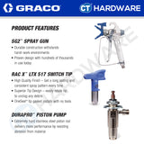 GRACO DURAPROP21 Corded Electric Airless Sprayer Come With Stand, 1HP, GBM0001, Professional Lightweight Sprayer, DIY