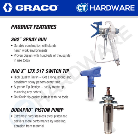 GRACO DURAPROP21 Corded Electric Airless Sprayer Come With Stand, 1HP, GBM0001, Professional Lightweight Sprayer, DIY