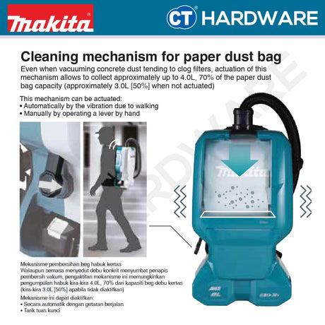 Makita DVC660Z Cordless Brushless Backpack Vacuum Cleaner 18Vx2 [Set Pack]