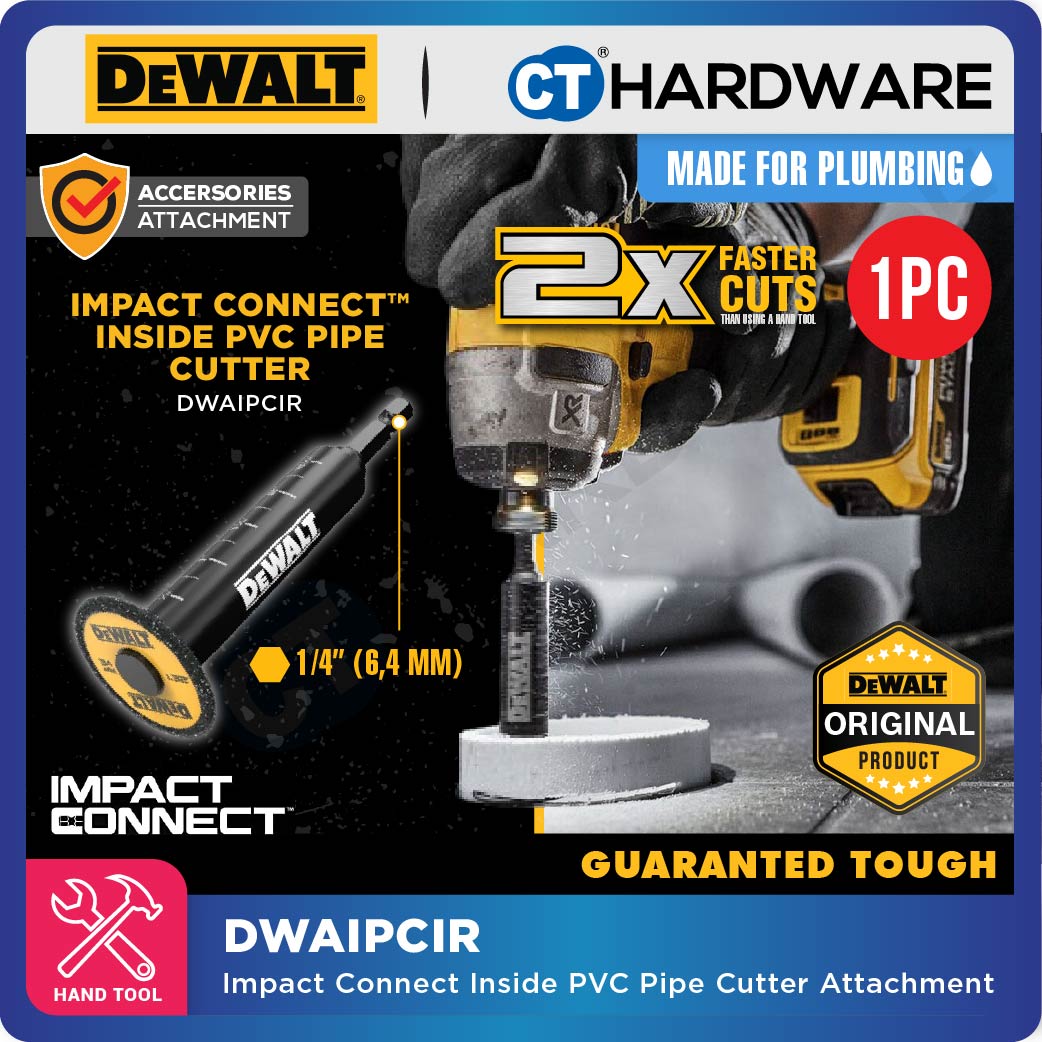 DEWALT DWAIPCIR ATTACHMENT IMPACT CONNECT 1/4" HEX SHANK INSIDE PIPE CUTTER FOR 1-1/4" - 8"
