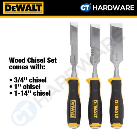 DEWALT DWHT0-16148 SIDE STRIKE WOOD CHISEL SIZE 18,25,32MM ( 3PCS )