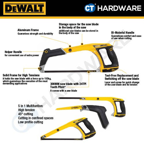 DEWALT DWHT0-20547 MULTI FUNCTION HACKSAW 5-IN-1 | 300MM [ HANDTOOLS ]