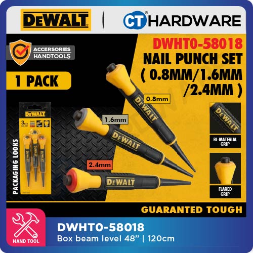 DEWALT DWHT0-58018 NAIL PUNCH SET X 3PCS ( 0.8MM/1.6MM/2.4MM ) [ HANDTOOLS ]