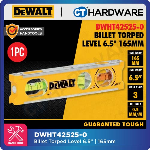 DEWALT DWHT42525-0 BILLET TORPEDO LEVEL 6.5" 165MM - 1PC