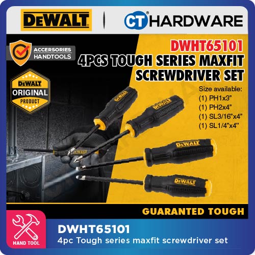 DEWALT DWHT65101 | DWHT65102 TOUGH SERIES MAXFIT SCREWDRIVER SET 4PCS / 8PCS - 1PACK