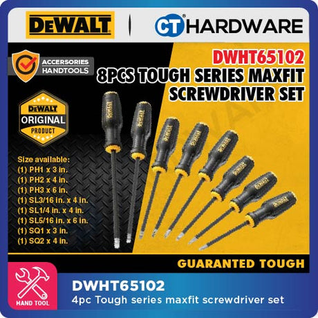 DEWALT DWHT65101 | DWHT65102 TOUGH SERIES MAXFIT SCREWDRIVER SET 4PCS / 8PCS - 1PACK