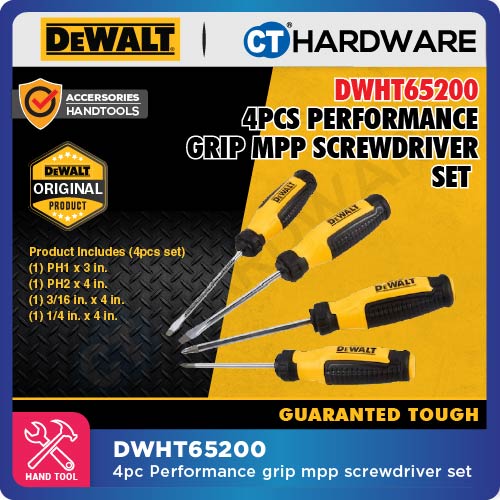 DEWALT DWHT65200 |  DWHT65201 |  DWHT65202 PERFORMANCE GRIP MPP SCREWDRIVER SET ( 4PCS 10PCS 15PCS ) - 1PACK