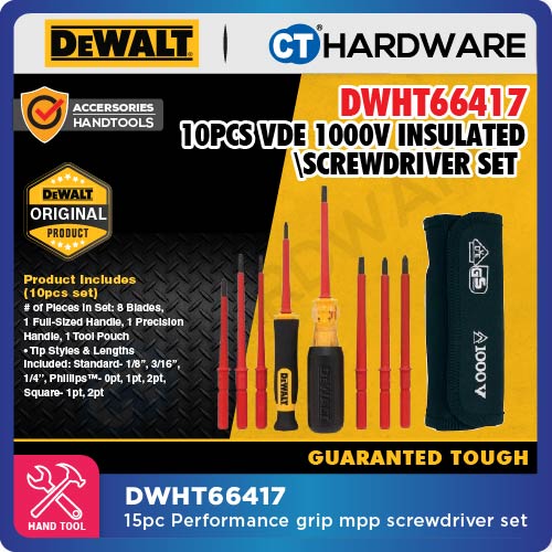 DEWALT DWHT66417 VDE 1000V INSULATED SCREWDRIVER SET ( 10PCS )