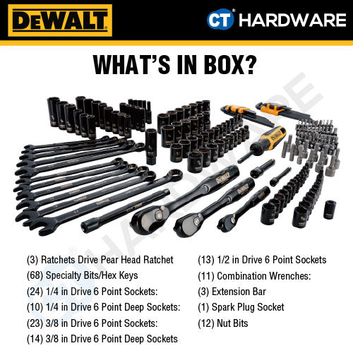 DeWalt DWMT45184-1 Black Chrome Mechanics Tool Set (184 pcs) – CT