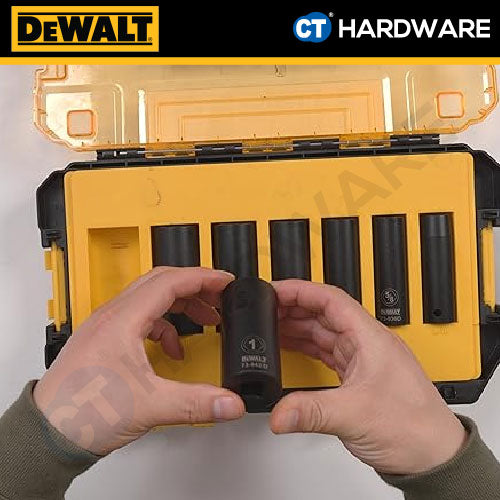 DEWALT DWMT74737 METRIC 1/2" DEEP IMPACT SOCKET SET COME WITH TOUGH BOX ( X 7PCS ) [ HANDTOOLS ]