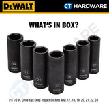DEWALT DWMT74737 METRIC 1/2" DEEP IMPACT SOCKET SET COME WITH TOUGH BOX ( X 7PCS ) [ HANDTOOLS ]