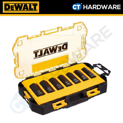 DEWALT DWMT74737 METRIC 1/2" DEEP IMPACT SOCKET SET COME WITH TOUGH BOX ( X 7PCS ) [ HANDTOOLS ]
