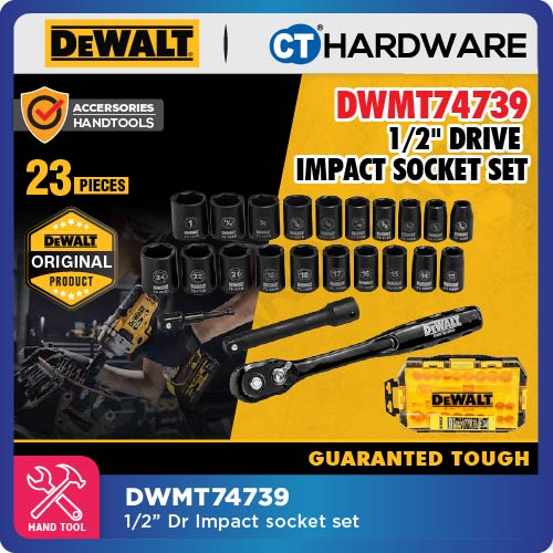 DEWALT DWMT74739 DRIVE 1/2" COMBINATION IMPACT SOCKET SET ( X 7PCS )