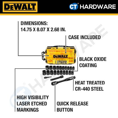 DEWALT DWMT74739 DRIVE 1/2" COMBINATION IMPACT SOCKET SET ( X 7PCS )