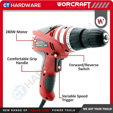 Worcraft ED280 Drill Driver 10mm 280W