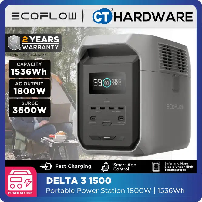 EcoFlow DELTA 3 1500 Portable Power Station (1536Wh | 1800W Output)