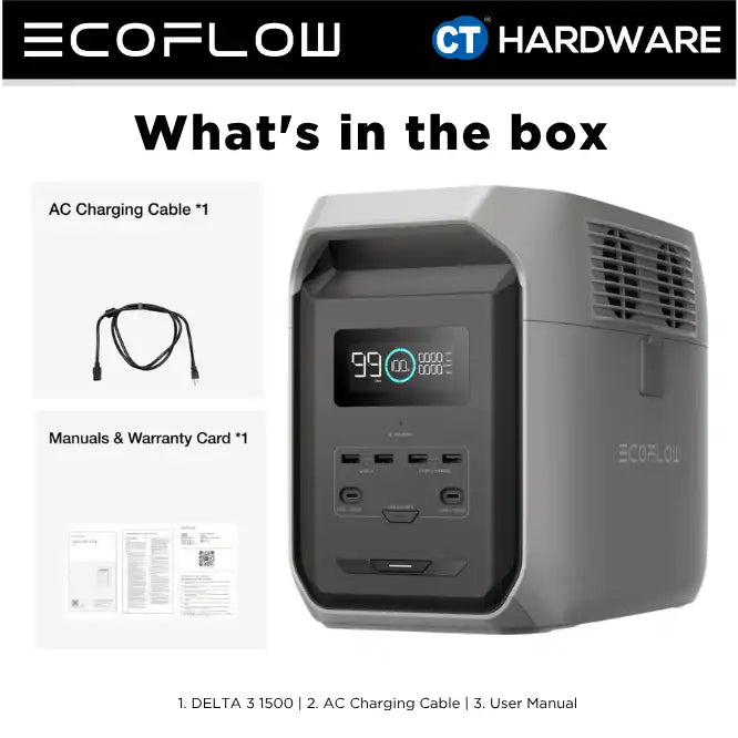 EcoFlow DELTA 3 1500 Portable Power Station (1536Wh | 1800W Output)