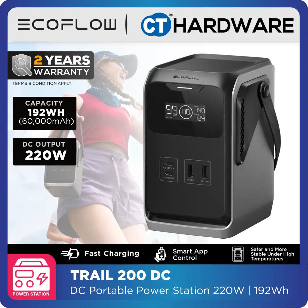 EcoFlow TRAIL 200 DC Portable Power Station (192WH | 220W Output)